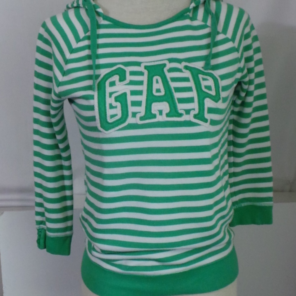 GAP Striped Green Hoodie Shirt Sweatshirt